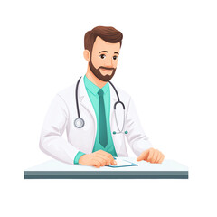 Fototapeta premium Doctor character illustration, white isolated background transparent background