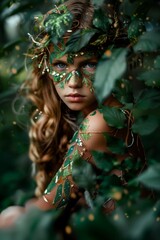 portrait of a girl in the style of forest fairy