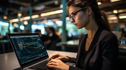 Students engaged with laptops while female teacher guides during computer science exam class