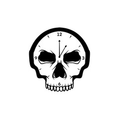 Scratch the devil skull with black and white clock illustration