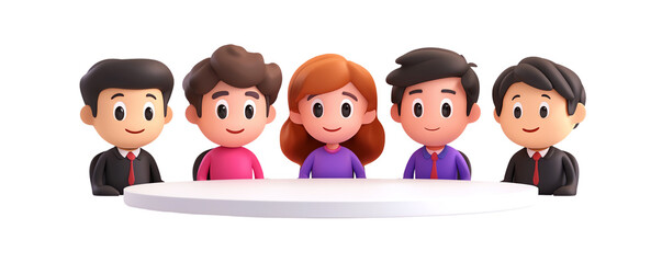 Group of diverse people gathered around a table for teamwork and discussion. transparent background