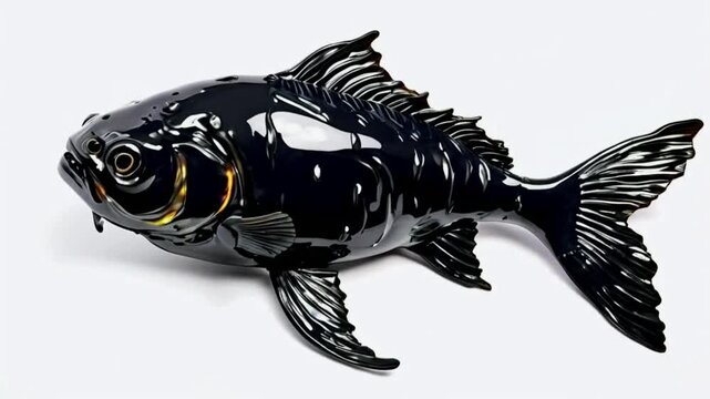 The fish is black with a mixture of white behind it
