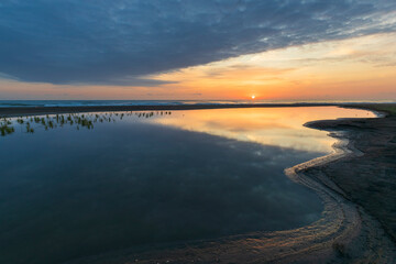 Fototapeta premium Sunrise on the Caspian Sea coast