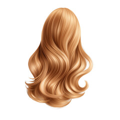 Fototapeta premium Long, flowing golden hair, styled in waves, on a white isolated background. transparent background