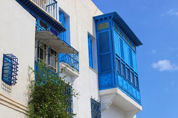 Obraz premium The white and blue town of Sidi Bou Said, Carthage, Tunisia
