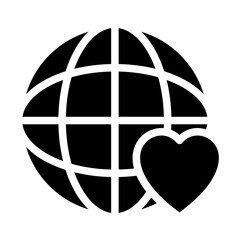 Globe with Heart vector icon style