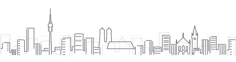 Obraz premium Munich Simple Dark Lines Skyline on White Background