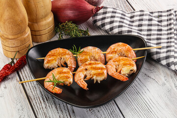 Grilled king prawn skewer snack