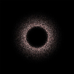 Splash of pink glitter on black background. Vector illustration. Photo frame. Eps 10