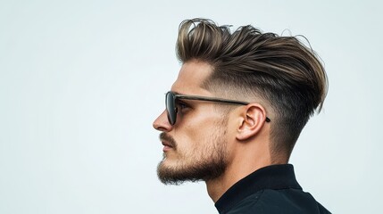 Obraz premium Stylish Man with Sunglasses and Trendy Haircut