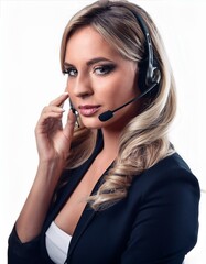 beautiful young call centre woman, AI generated