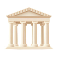 Obraz premium Classical temple structure with columns on a white isolated background. transparent background