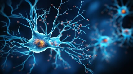 3d brain illustration of synapses and neurons  exploring neural system and communication