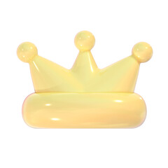 Cute 3D yellow crown pastel sticker illustration