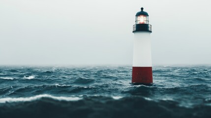 Fototapeta premium A lighthouse standing firm in stormy seas, symbolizing resilience and perseverance