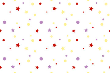 Seamless vector pattern multicolored pastel polka dots speckles stars Perfect summer print children's fabrics Isolated background Bed linen Wrapping paper Typography design Tablecloths Scrapbooking