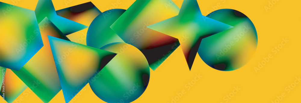 Poster neon color geometric shapes square triangle circle abstract background. vector illustration for wall