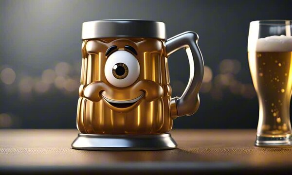 3d beer cyclops cartoon character mascot digital art