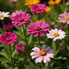 Fototapeta premium Blooming flowers fill a picturesque outdoor setting