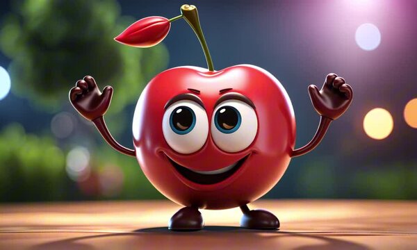 3d cherry cartoon character mascot digital art