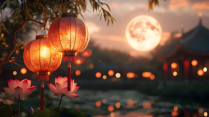 Mooncake Festival Wallpaper: Celebrating Harvest and Unity