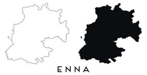 Enna map outline and black silhouette vector