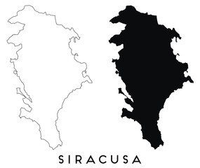Siracusa map outline and black silhouette vector