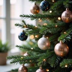 Watercolor depiction of a classic Christmas tree with vibrant colors