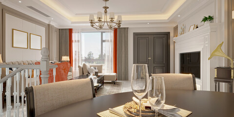 3d render of modern living room