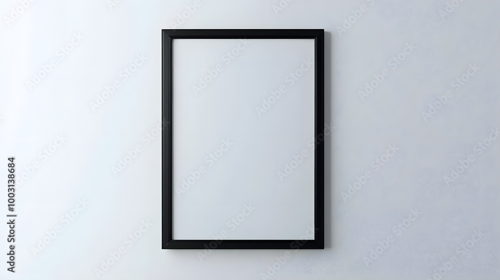 Canvas Prints An empty black frame on a white wall embodies the paradox of nothingness, inviting contemplation on absence and potentiality.