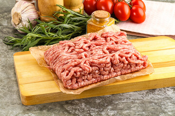 Raw uncooked red minced meat