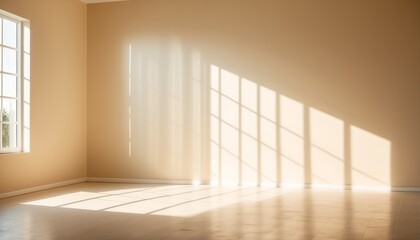 Fototapeta premium Sunlight Streaming Through Window with Shadow Effects on Wall