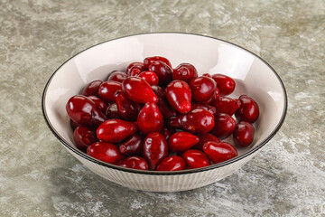 Ripe sweet juicy digberry cornel