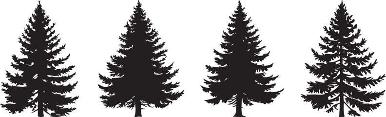 Fototapeta premium set of silhouettes of pine tree