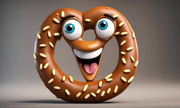 3d pretzel cartoon character mascot digital art