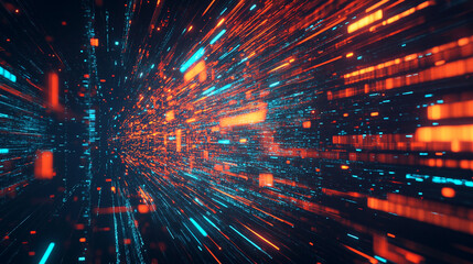 Fototapeta premium Abstract futuristic background with colorful glowing light lines