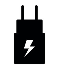 Obraz premium charger adapter icon silhouette shape, simple black and white vector illustration, white background