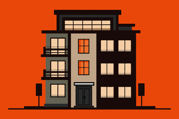 Architecture building single apartment silhouette black Vector art illustration
