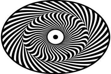 Black lines in circle abstract background. Yin and yang symbol. Dynamic transition illusion