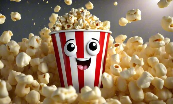 3d popcorn cartoon character mascot digital art