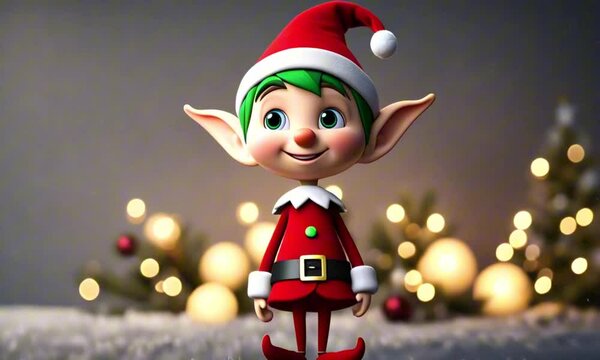 3d christmas elf cartoon character mascot digital art
