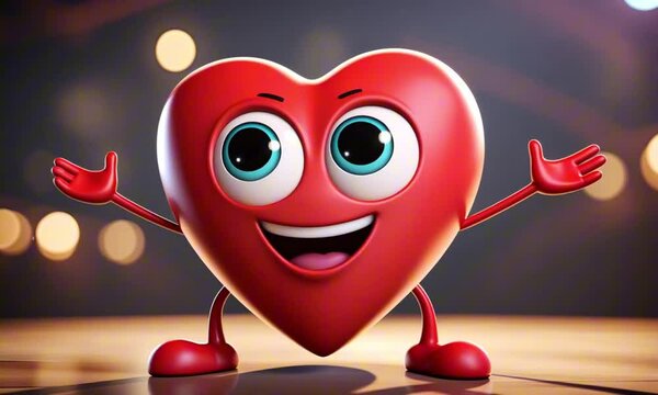 3d heart cartoon character mascot digital art