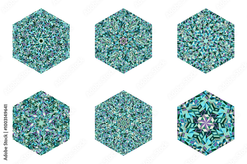 Poster isolated tiled mosaic hexagon symbol template set - hexagonal geometrical vector design element
