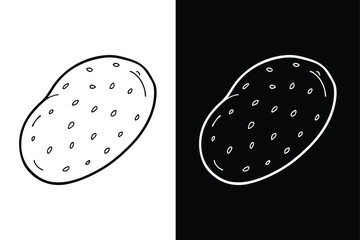 Cute potato lineout icon isolated on white background.