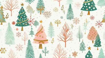 A festive winter forest pattern