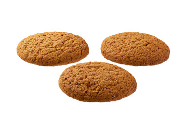 Oatmeal cookies isolated. Round oatmeal cookies isolated on white background.
