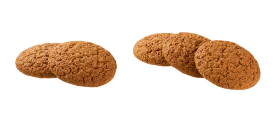 Oatmeal cookies. Round oatmeal cookies isolated on white background.