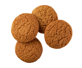 oatmeal cookies isolated, top view. Round oatmeal cookies isolated on a white background , top view.