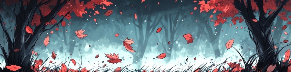 Autumn background with yellow and red leaves. Abstract illustration on the theme of autumn and the approach of winter. The beauty of nature in every season of the year. Postcard with the first day of 