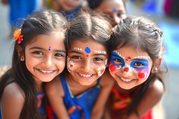 Fototapeta premium Children's Day in India. Girls and boys smile and enjoy the holiday